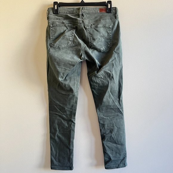 AG Abbey Mid Rise Super Skinny Ankle Sateen Jean in Dark Olive Army Green Sz 25R - Picture 5 of 8